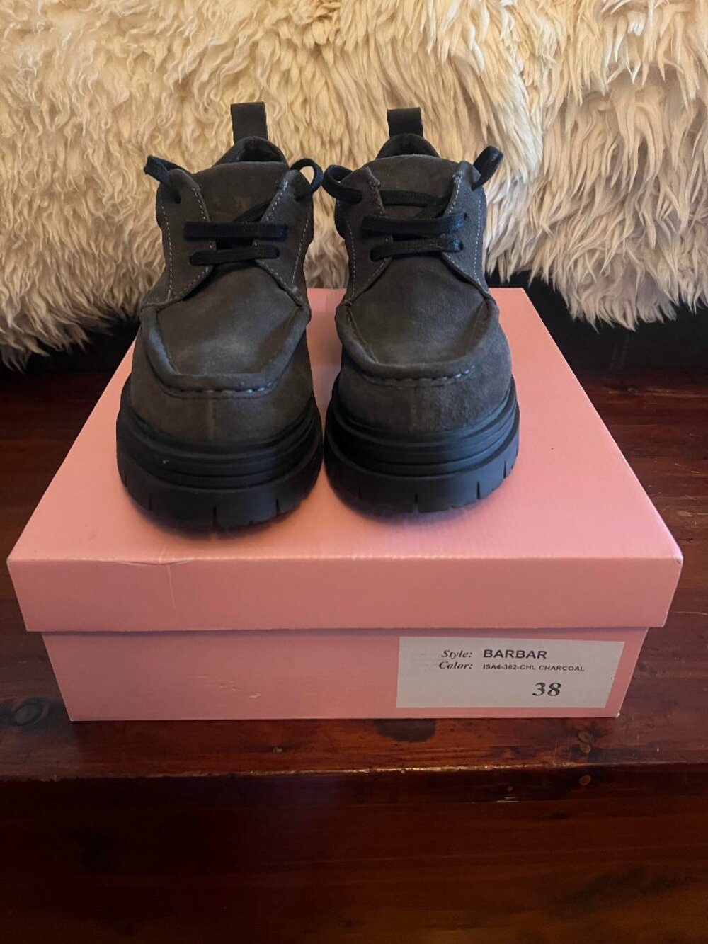 Intentionally Blank Barbar Lugged Sole Loafers in Charcoal Womens Size 38